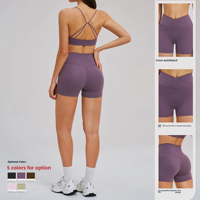 Shorts de yoga moulants à taille croisée pour femmes, en nylon/spandex, pour la gym, le sport, le cyclisme et la course en extérieur