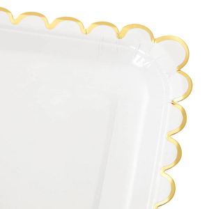 Assiettes carrées en papier personnalisées imprimées, vaisselle jetable pour fêtes avec bordure dorée pour mariages, douches nuptiales et événements - Product Image 5