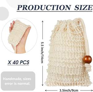 Sac en filet exfoliant pour savon en sisal et loofah, sac de rangement pour savon, vente directe usine, sac personnalisé avec logo - Product Image 2