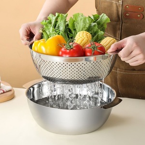 Stainless Steel Double Layer <b>Colander</b> <b>Strainer</b> With Bowl For Vegetables Kitchen Use - Product Image 1