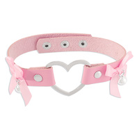 Collier en cuir avec nœud pour femmes Collier d'amour tendance Nouveau Design Collier ras du cou en cuir avec nœud cloche Personnalité Collier ras du cou
