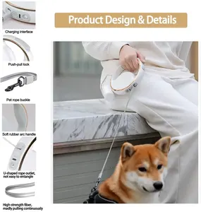 Correa retráctil de nailon con Logo personalizado para perro, accesorios flexibles, brillante, iluminada con Flash, correa de plomo automática para mascotas - Product Image 2