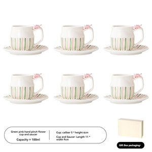 Juego de Taza y Plato de Café de Cerámica de Diseño Moderno, Tazas de Café de Cerámica de Alta Gama con Platos para el Hogar - Product Image 6