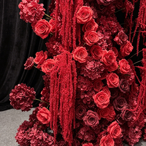 Columna Floral de Amaranto Realista de Seda Roja Borgoña de Dos Piezas para Fondo de Arco de Boda, Graduación y Día de la Madre - Product Image 4