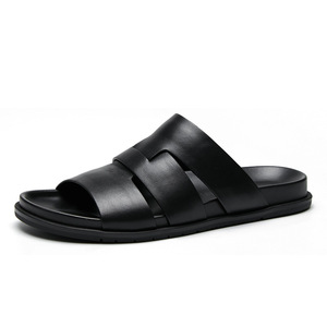 Chanclas de cuero para hombre, estilo veraniego, suela suave, con una sola tira, chanclas casuales para la playa, zapatos para hombre. - Product Image 4