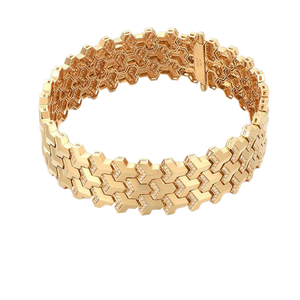 男女通用豪华铂金闪亮锆石镶嵌不褪色合金链节手链原创潮流纯银电镀 - Product Image 1