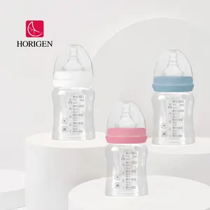 Custom Logo OEM BPA Free Anti Colic Newborn Infant Toddler Milk Feeding Bottle Leakproof Glass Wide Mouth Baby Bottle