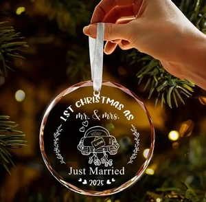 Wholesale Personalized Christmas Tree Decoration Crystal Hanging Ornament with <b>Engraved</b> Logo and Polished Angel Theme - Product Image 1