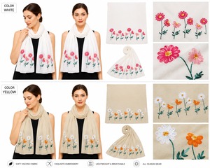 Écharpe en viscose brodée, châle floral léger et respirant pour femme, idéal pour le printemps et le quotidien - Product Image 1