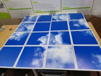 Plafonnier led transparent, plafonnier en ciel bleu, 600x600mm, noir, bleu, panneau d'éclairage