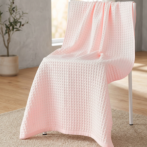 Ensemble de serviettes de bain en coton gaufré rose ORCHID, écologiques, biologiques, hypoallergéniques, couleur unie, épaisses, absorbantes, douces pour la peau, pour la maison - Product Image 1