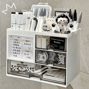 Drawer Style Desktop Storage Box Acrylic Pen Holder <b>Office</b> Organizer Student Stationery Drawer Cabinet Rectangle Standing Type - Product Image 1