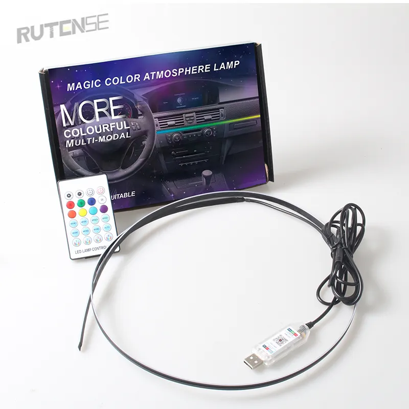 RUTENSE Autoteile LED-Lampe Auto Streifen Lichter Innen RGB Lichter 110cm 35cm App Fernbedienung kann universell schneiden