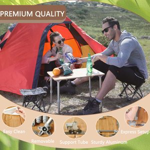 Lightweight <strong>Stable</strong> Folding Camping <strong>Table</strong> Bamboo Outdoor Folding <strong>Tables</strong> Adjustable Height Portable Picnic - Product Image 3