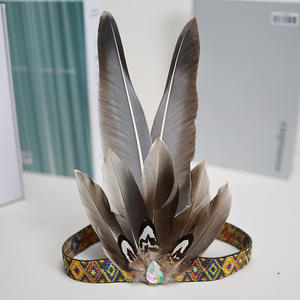 Nouveau Bandeau Cheveux Plumes Naturelles Style Indien pour Enfants et Adultes, Accessoire <span class=keywords><strong>de</strong></span> Déguisement et <span class=keywords><strong>de</strong></span> Spectacle Sauvage, Idéal pour le Cosplay - Product Image 3