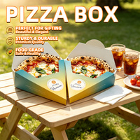 Boîte à pizza triangulaire en carton ivoire imprimée sur mesure, emballage alimentaire jetable pour emporter, boîte à pizza en forme de cône