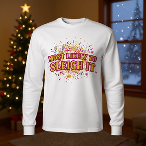 T-shirt à manches longues « Most Likely To Sleigh It Christmas » - Product Image 3