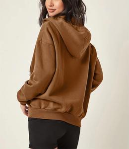ODM Impresión Logo Sudadera con capucha Cremallera Sudaderas Mujeres Peso pesado Sudadera con capucha suelta - Product Image 3