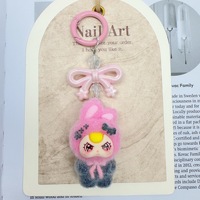 Kawaii Mini figurine 3D flocage ours fée jardin kit miniatures porte-clés en peluche sac pour enfants