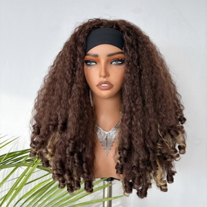 <span class=keywords><strong>Parrucche</strong></span> con Fascia Afro Ricci Crespi Biondi con Mèches per Donne Nere, Sintetiche in Fibra Futura, Voluminose e Morbide, Senza Colla - Product Image 1