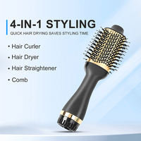 Brosse à air chaud électrique portable 4-en-1, sèche-cheveux, styler, volumateur, 1200W, 3 températures, lissage, bouclage, séchage