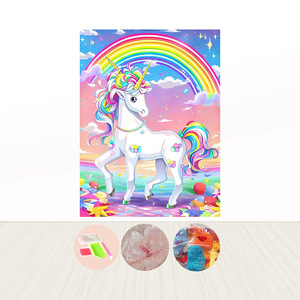 Kit de peinture au diamant DIY Licorne 30x40, entièrement perlé, AB FD, pour enfants, artisanat amusant et facile - Product Image 1