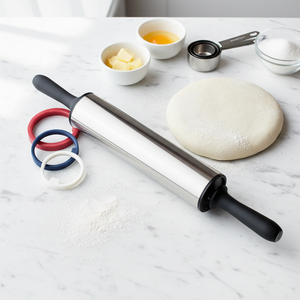 <span class=keywords><strong>Rouleau</strong></span> à pâtisserie en acier inoxydable de 11 pouces, 3 épaisseurs réglables, pour la pâte, les gâteaux, la pizza, achat en ligne en Chine - Product Image 1