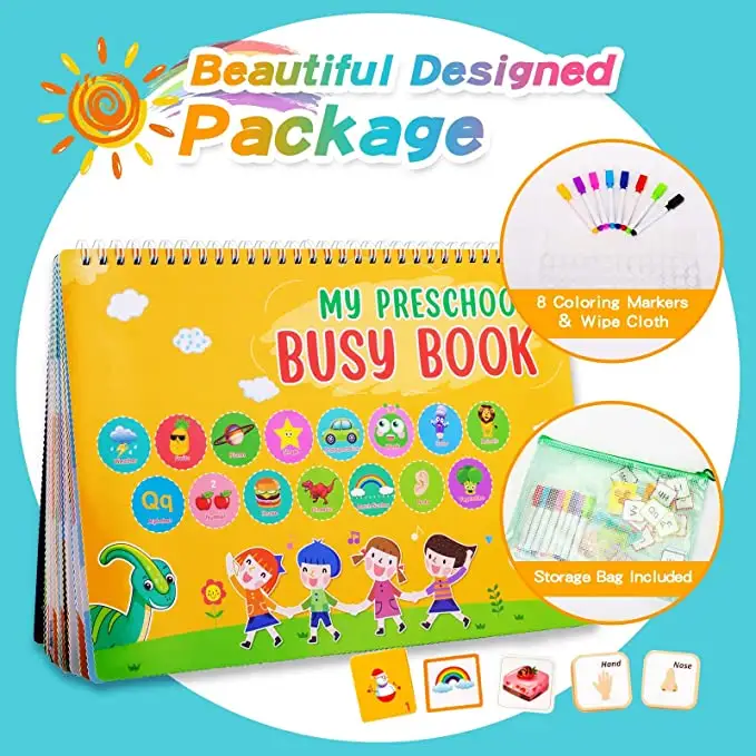 Kids Sensory Educational Kleinkind beschäftigt Buch lernen Autismus Spielzeug Baby Erstes Jahr Ruhiges Buch wieder verwendbares Aufkleber buch