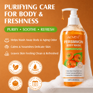 ALIVER <span class=keywords><strong>Gel</strong></span> de Ducha Desodorante Natural, Refrescante, Limpieza Profunda, Control de Olores, Exfoliante, Hidratante, Nutritivo, con Extracto de Caqui - Product Image 5