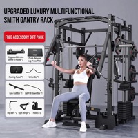 Machine Smith à Crossover par Câble, Équipement d'Entraînement Multifonctionnel, Cadre en Acier Inoxydable, Banc Pliable, Machine à Squat pour Femmes