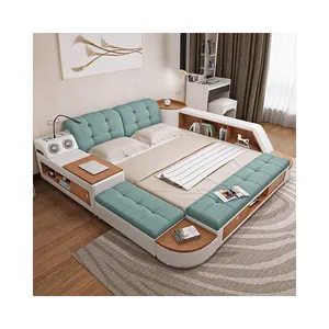 Düşük fiyat çok fonksiyonlu akıllı ses masaj çift 1 M 8 yumuşak ana yatak odası fonksiyonel deri kral boyutu tatami yatak