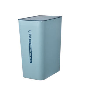 Poubelle à bouton-poussoir rectangulaire d'intérieur avec couvercle pour toilettes, salle de bain, bureau, poubelle épaissie avec étiquette - Product Image 2