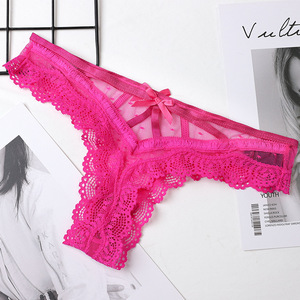 Perizoma Sexy in Pizzo Traforato con Fiocco, Trasparente, con Cinturini Incrociati, in Rete, Tentazione Passionale - Product Image 4