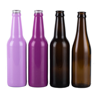 Bouteille de bière en verre vide de 330 ml, couleurs personnalisées rose, avec bouchon couronne, bouteille à jus