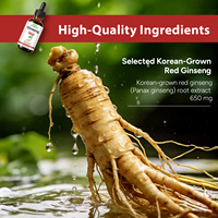 Complément alimentaire au ginseng rouge Panax sans alcool, marque privée SOLOTREE, extrait de ginseng liquide végétalien en gouttes pour améliorer l'humeur et l'énergie
