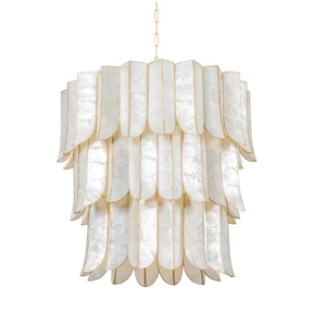 Lustre moderne de luxe en coquillages Capiz, luminaire suspendu en coquillages naturels blancs pour salon, chambre à coucher, hall d'hôtel, décoration - Product Image 3