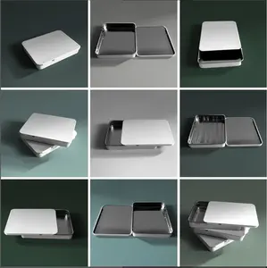Boîte en fer blanc noire Vista de taille mini à couvercle articulé résistant aux enfants et durable avec fenêtre transparente