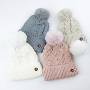Custom <strong>Beanie</strong> Your Own Embroidery logo <strong>Beanies</strong> With Woven Label 100% Acrylic <strong>Pom</strong> <strong>Pom</strong> <strong>Beanie</strong> Hat With Fleece Lining Inside - Product Image 3