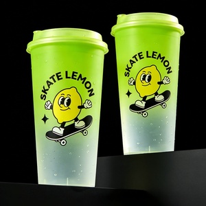 Gobelets en plastique PP personnalisés avec étiquetage IML, 16 oz, moulés par injection, pour thé au lait, avec impression IML durable, pour la vente en gros de boissons - Product Image 2