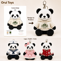 Porte-clés en peluche personnalisé, jouet en peluche panda, porte-clés doux en peluche pour sac à dos, cadeau pour enfants, vente en gros