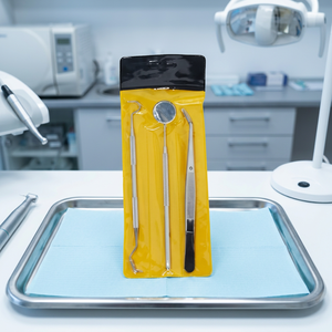 Kit d'instruments dentaires : Miroir, sonde exploratrice, pinces à poignée moletée en acier inoxydable – Outils manuels de Classe I - Product Image 2
