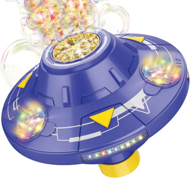 Summer Space UFO Flying Saucer Bubble Machine Automatic Rotating Bubble Gun Toys Parties Bubble Blower with Obstacle Avoidance