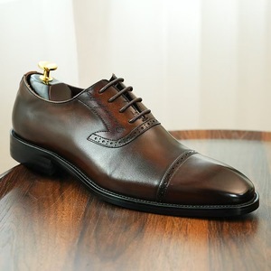 Chaussures habillées en cuir véritable pour hommes, à lacets, bout pointu, couleur unie, semelle extérieure en caoutchouc, semelle intermédiaire en EVA, toutes saisons - Product Image 3
