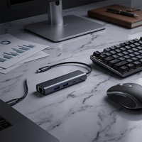USB-C Aluminium Alloy 5-Port Multi-Hub RJ45 1000Mbit/s Gigabit Ethernet Adapter USB 3.2 Transfer Data untuk MacBook Pro/A Tersedia di Stok