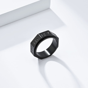 Minimalist Unisex Nordic Viking Letter <b>Titanium</b> Steel Rotating <b>Ring</b> For Men Index Finger Jewelry Gift Geometric Shape - Product Image 4