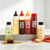 Bouteille en plastique vide de 250 ml, 375 ml, 500 ml, finition mate, pour sauce chili, salade, ketchup, sauce piquante, avec bouchon à vis noir