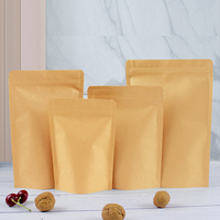 Pochette debout avec fermeture éclair en papier kraft brun écologique avec logo imprimé personnalisé sac zip-lock avec feuille d'aluminium à l'intérieur