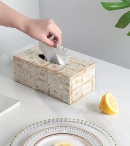 Factory Direct Sales Rectangle <b>Mother</b> of Pearl Tissue <b>Box</b> Cover Sea Shell Inlaid Tissue Holder <b>Box</b> for Home and Restaurant - Product Image 3