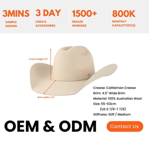 Sombrero de Vaquero Clásico de Fieltro de Lana Color Bronceado, Estilo Cattleman, Ala Ancha de 4.5 Pulgadas, Unisex para Adultos, Estilo Occidental, Personalizable OEM - Product Image 2