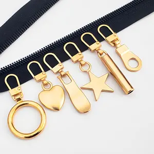 Brand Custom Auto Lock Pendant Garment Replace Zipper Pulls Puller Head Zipper Sliders Plating Painted Silver Golden Black Metal